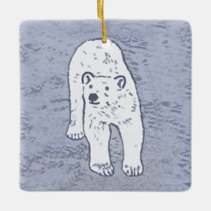 Polar Bear on Ice Painting - Original Wildlife Art Keramikornament