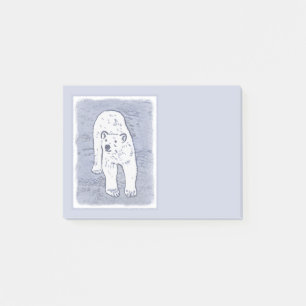Polar Bear on Ice Painting - Original Wildlife Art Post-it Klebezettel