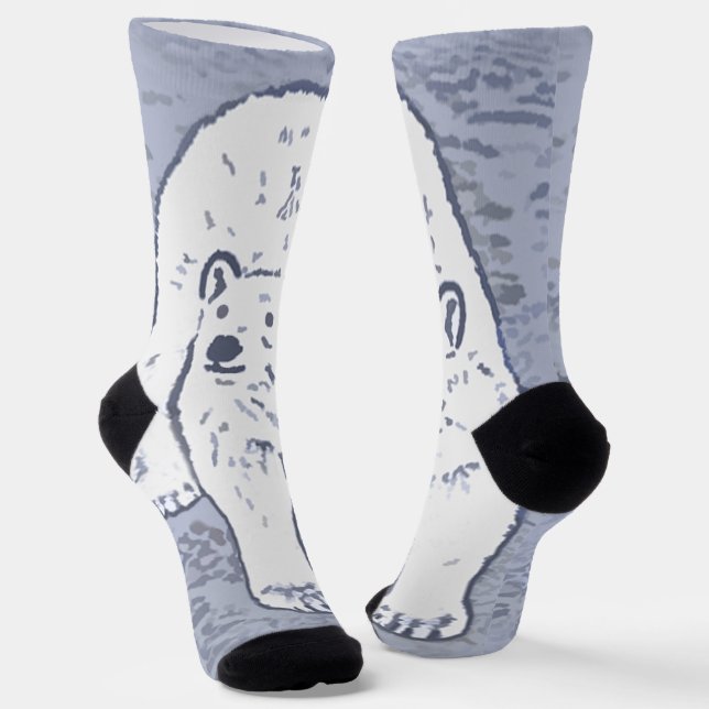 Polar Bear on Ice Painting - Original Wildlife Art Socken (Gewinkelt)