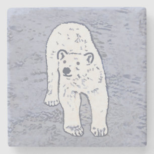 Polar Bear on Ice Painting - Original Wildlife Art Steinuntersetzer