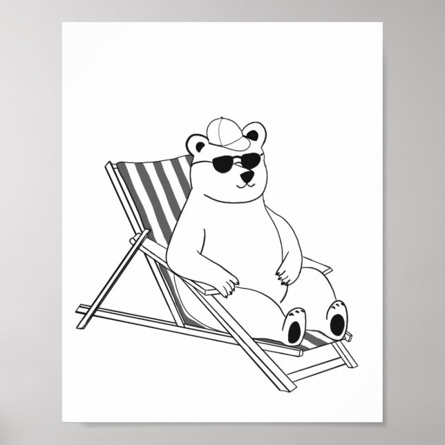 Polar Bear on lounge chair Poster (Vorne)