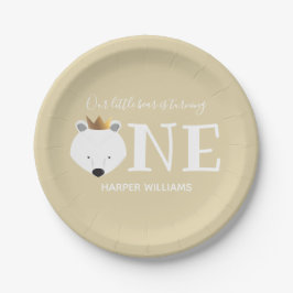 Polar Bear One Crown Animal First Birthday Pappteller