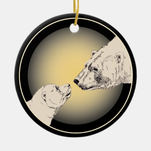 Polar Bear Ornament Mother Baby Personalisiert Gif (Vorne)