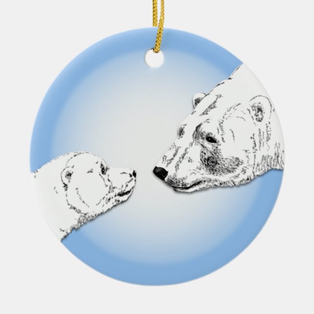Polar Bear Ornament Mother Baby Personalisiert Gif (Vorne)