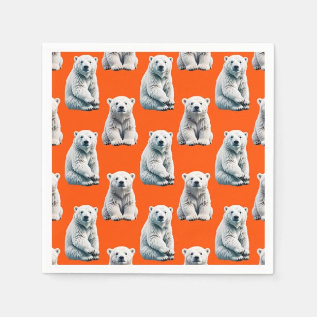 Polar Bear Pattern Design On Orange  Serviette (Vorderseite)