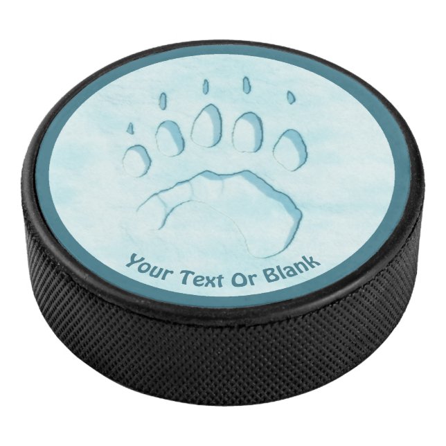Polar Bear Paw Print Eishockey Puck (3/4)