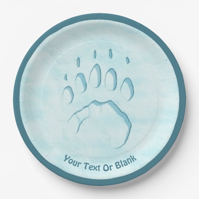 Polar Bear Paw Print Pappteller (Vorderseite)