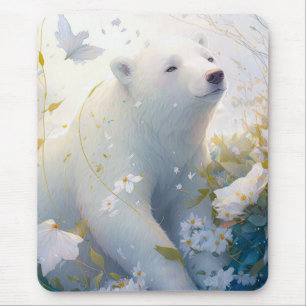 Polar Bear Portrait Animal Painting Wildlife Free Mousepad