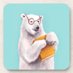 Polar Bear Reading Art - Reservierung Getränkeuntersetzer