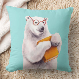 Polar Bear Reading Art - Reservierung Kissen