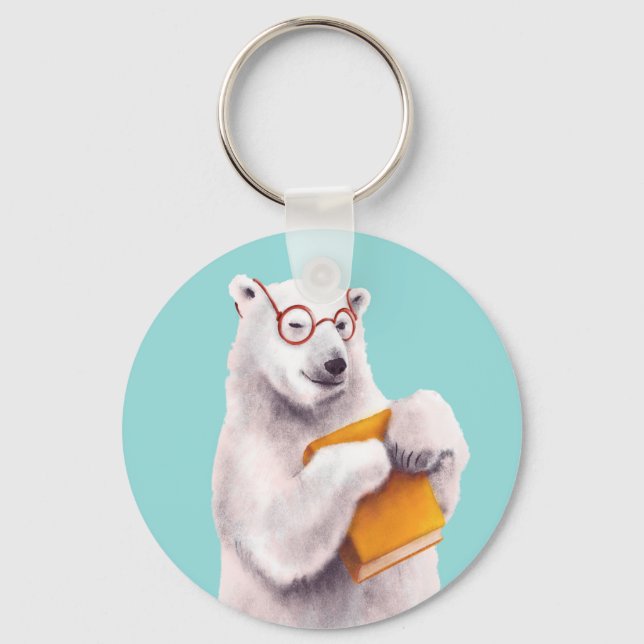 Polar Bear Reading Art - Reservierung Schlüsselanhänger (Vorderseite)
