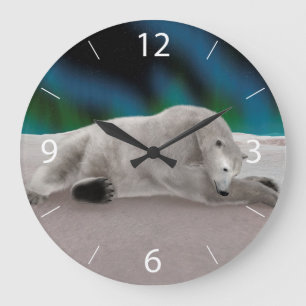 Polar Bear Resting Große Wanduhr
