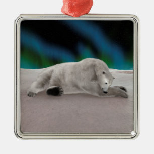 Polar Bear Resting Silbernes Ornament