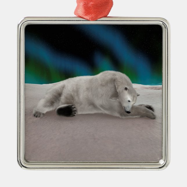 Polar Bear Resting Silbernes Ornament (Vorne)