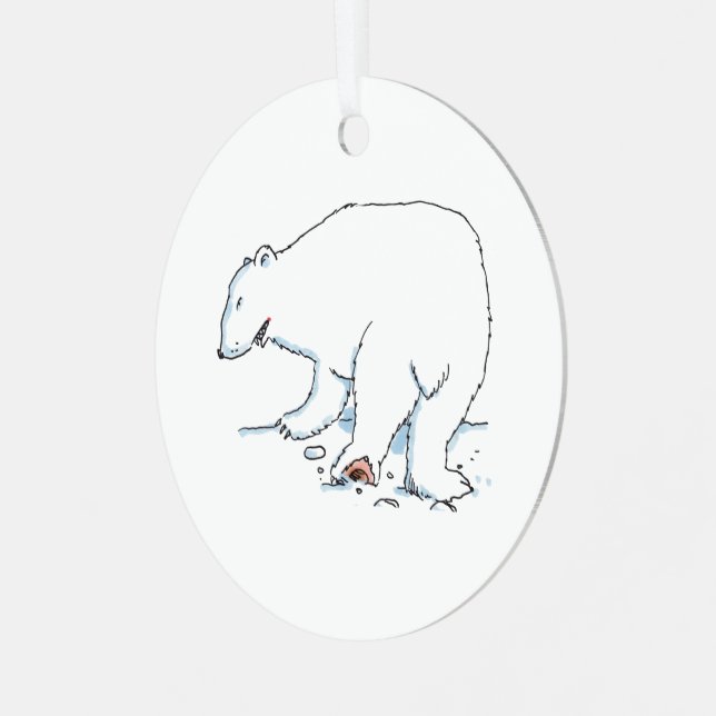 Polar Bear round metal ornament (Vorderseite links)