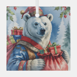 Polar Bear Santa Christmas Design Ornament Aus Glas