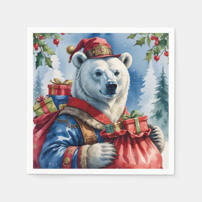 Polar Bear Santa Christmas Design Serviette (Vorderseite)