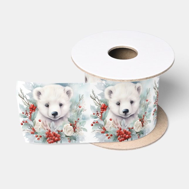 Polar Bear Satin Ribbon Weihnachtsgeschenk Wrap Satinband (Spule)