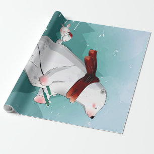 Polar Bear Skiing Geschenk für Baby Geschenkpapier