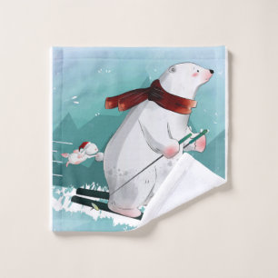 Polar Bear Skiing   Geschenk für Baby Waschlappen