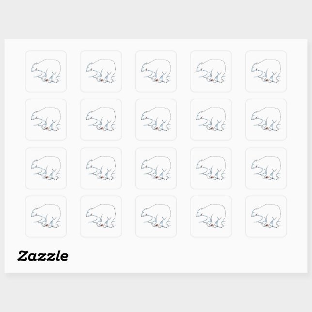 Polar Bear small square stickers sheet (Feuille)