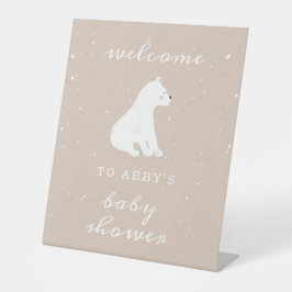 Polar Bear Snow Girl Babydusche Willkommen Sockelschild