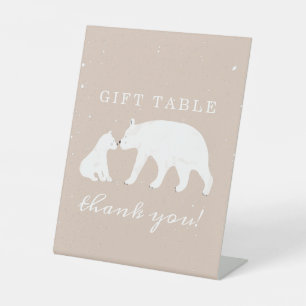 Polar Bear Snow Girl Mama Baby Shooting Table Sockelschild