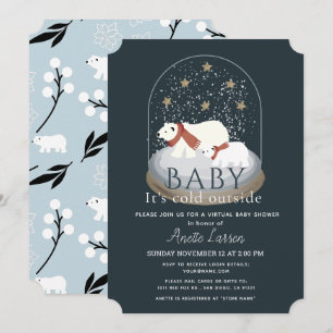 Polar Bear Snow Globe Virtual Baby Dusche Einladung