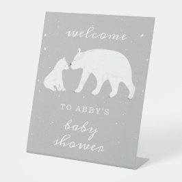 Polar Bear Snow Neutral Mama Baby Dusche Willkomme Sockelschild