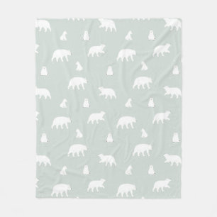 Polar Bear Snow Pattern Blau Fleecedecke