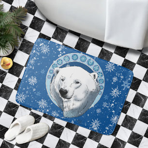Polar Bear Snowflakes Art Nouveau Badematte