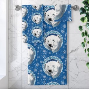 Polar Bear Snowflakes Art Nouveau Badhandtuch Set