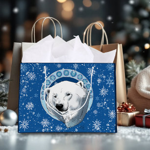 Polar Bear Snowflakes Art Nouveau Große Geschenktüte