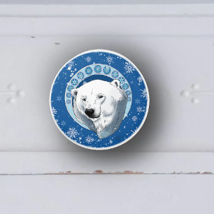 Polar Bear Snowflakes Art Nouveau Keramikknauf