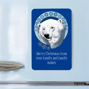 Polar Bear Snowflakes Art Nouveau Magnet