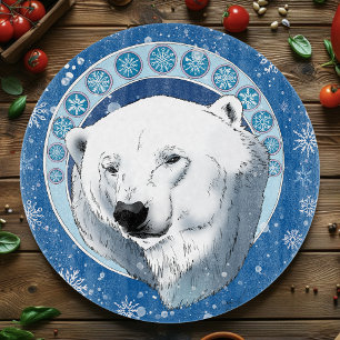 Polar Bear Snowflakes Art Nouveau Schneidebrett
