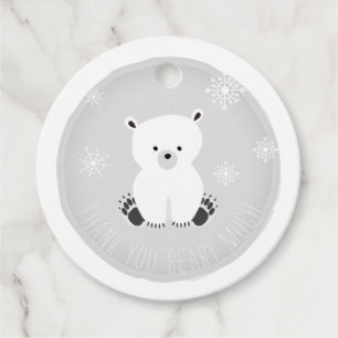 Polar Bear Snowflakes Gray Baby Dusche Geschenkanhänger