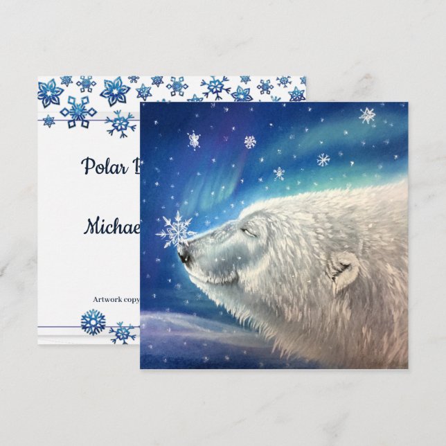 Polar Bear Snowflakes Karten (Vorne/Hinten)
