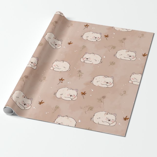 Polar Bear Spring Wrapping Paper Geschenkpapier (Ungerollt)