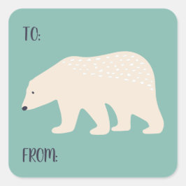Polar Bear to from Package Christmas Package Quadratischer Aufkleber
