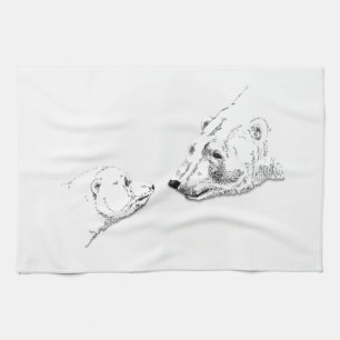 Polar Bear Towel Mother & Cub Bear Tee Handtuch