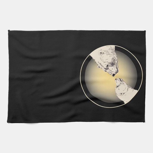 Polar Bear Towel Mother & Cub Bear Tee Handtuch (Horizontal)