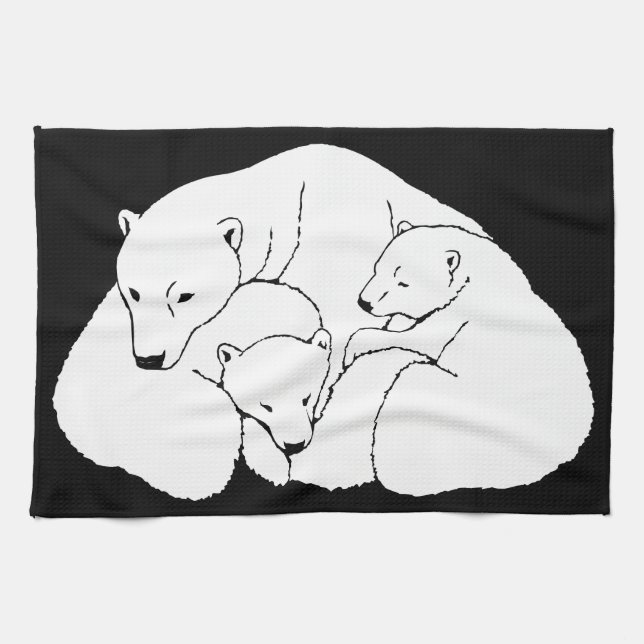 Polar Bear Towel Mother & Cubs Bear Tee Handtuch (Horizontal)