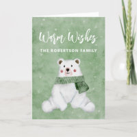 Polar Bear Tragen von grünem Scarf Personalisierte