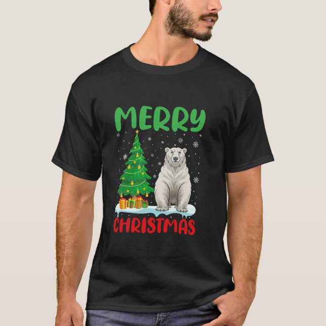 Polar Bear Tree Xmas Sweater Men Ugly Christ T-Shirt (Vorderseite)