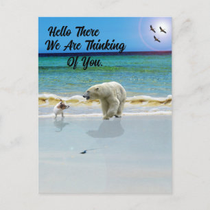 Polar Bear trifft Jack Russell, Hello Postcard Postkarte