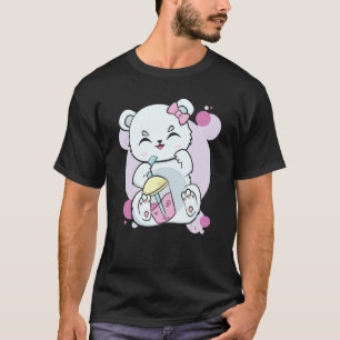 Polar Bear trinkt Boba Geschmack mit schwarzer Mil T-Shirt