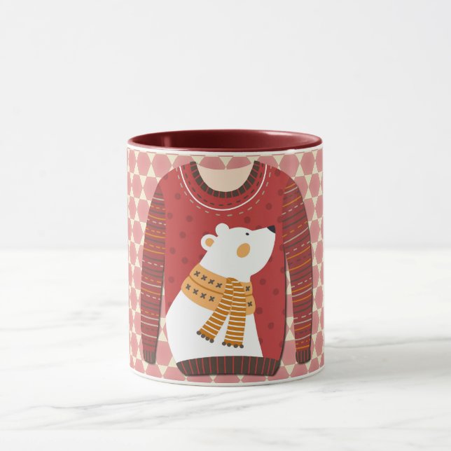 Polar Bear Ugly Sweater Art Mug Cup (Centre)