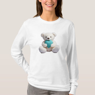 Polar Bear umarmt Aquamarines Herz T-Shirt