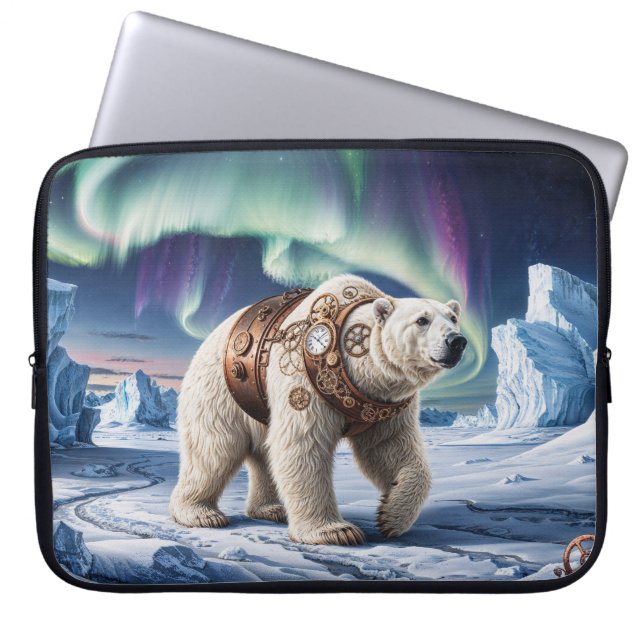 Polar Bear und Aurora Art Laptopschutzhülle (Vorderseite)